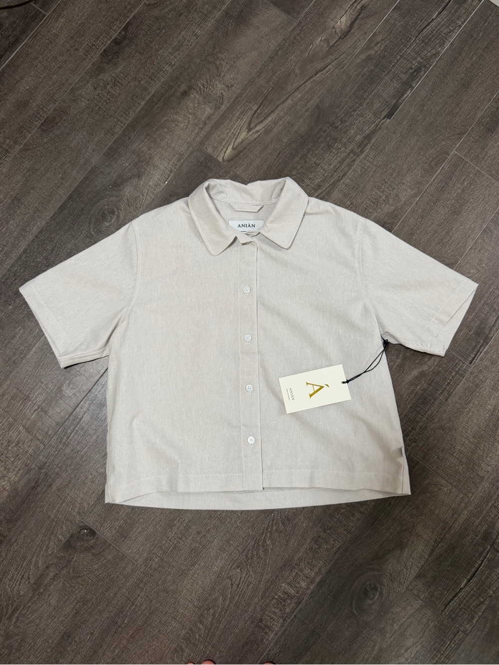 ANIAN York Crop Shirt - Neutral - Small - Picture 2 of 11